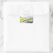 Gele groene Waterverf Landelijke Hills Wedding Vierkante Sticker (Tas)