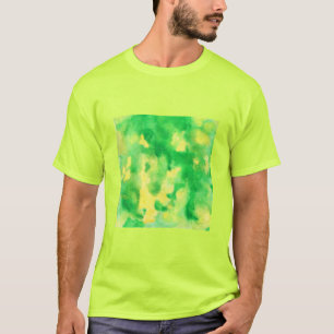 Gele groene Waterverf Mannen Basic T-Shirt