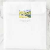 Gele groene Waterverf Plattelandsheuveladres Vierkante Sticker (Tas)