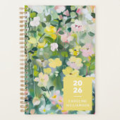 Gele groene weidebloemen gepersonaliseerde naam planner (Voorkant)