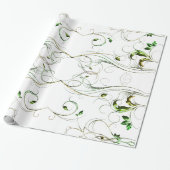 Gele groene wijnstokken cadeaupapier (Uitgerold)