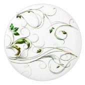 Gele groene wijnstokken keramische knop (Voorkant)