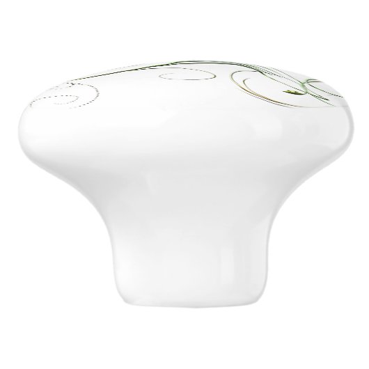 Gele groene wijnstokken keramische knop (Zijkant)