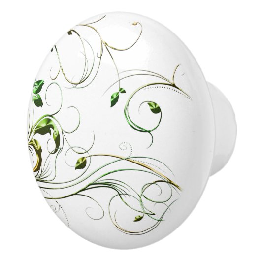 Gele groene wijnstokken keramische knop (Rechts)