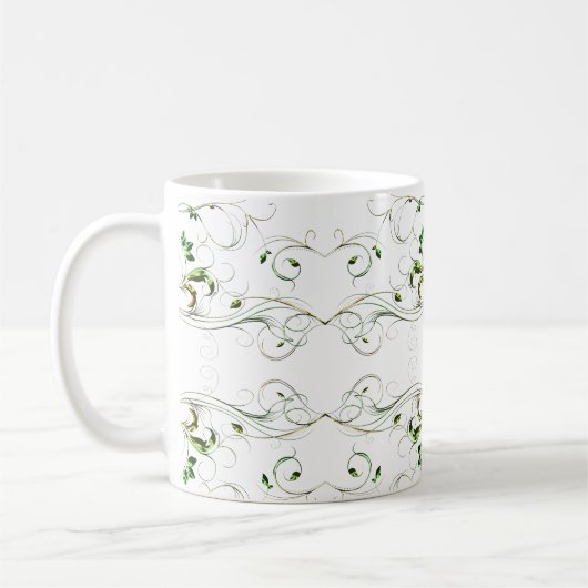 Gele groene wijnstokken koffiemok (Links)