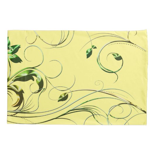 Gele groene wijnstokken kussensloop (Achterkant-Links)