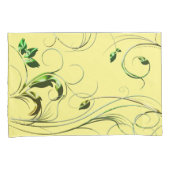 Gele groene wijnstokken kussensloop (Voorkant-Rechts)