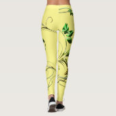 Gele groene wijnstokken leggings (Achterkant)