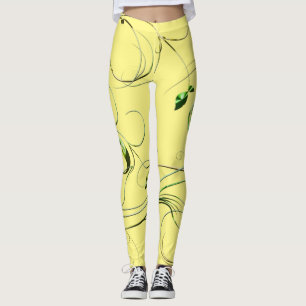 Gele groene wijnstokken leggings
