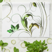 Gele groene wijnstokken theedoek (Gevouwen)