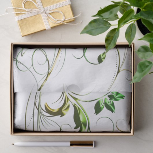 Gele groene wijnstokken tissuepapier (Geschenk)