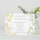 Gele, groene, witte Floral Weddenschap Kaart (Staand voorkant)