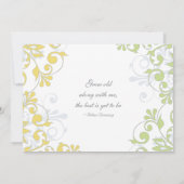 Gele, groene, witte Floral Weddenschap Kaart (Achterkant)