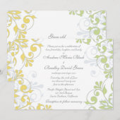 Gele, groene, witte Floral Weddenschap Kaart (Voorkant / Achterkant)