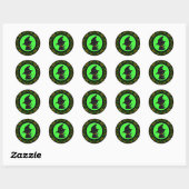 Gele groene zwarte kat met heks Pet Halloween Ronde Sticker (Vel)