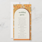 Gele Groovy Retro Arch Floral Wedding Programme Bedankkaart (Achterkant)