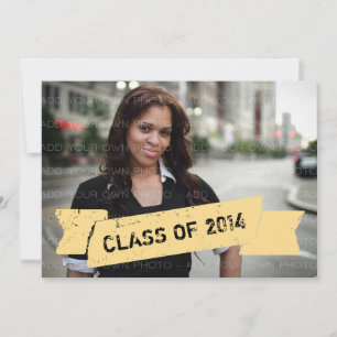 Gele Grunge Banner Afstudeerder Invitation Kaart