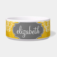 Gele Grunge Damask Patroon met de Tekst van de Dou