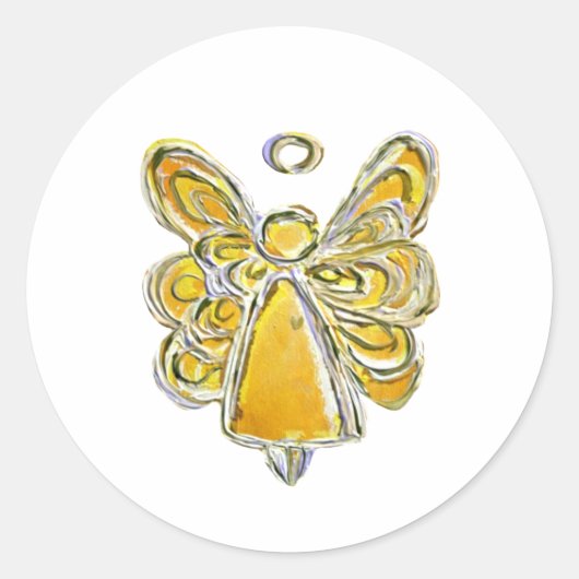 Gele Guardian Angel Art Decal Stickers (Voorkant)