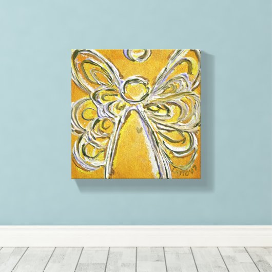 Gele Guardian Angel Art Wrapped Canvas schilderen (Insitu (Houten vloer))