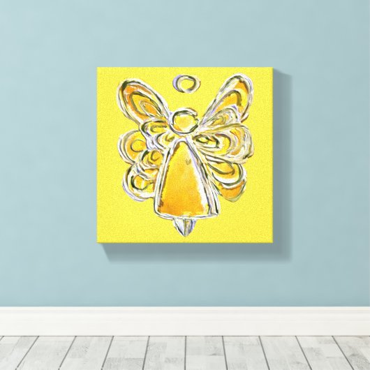 Gele Guardian Angel Art Wrapped Canvas schilderen (Insitu (Houten vloer))