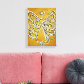 Gele Guardian Angel Art Wrapped Canvas schilderen Afdruk (Insitu (Woonkamer))