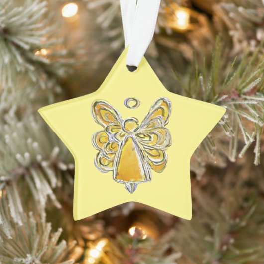 Gele Guardian Engel Kerstmis Ornament Hanger (Boom)