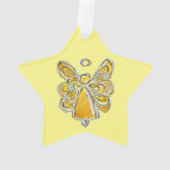 Gele Guardian Engel Kerstmis Ornament Hanger (achterkant)