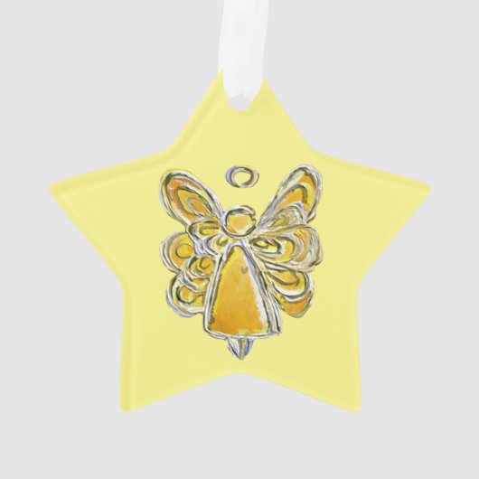 Gele Guardian Engel Kerstmis Ornament Hanger (achterkant)