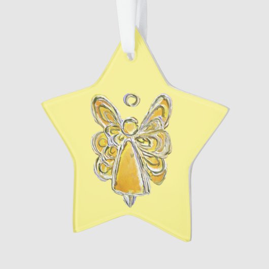 Gele Guardian Engel Kerstmis Ornament Hanger (voorkant)