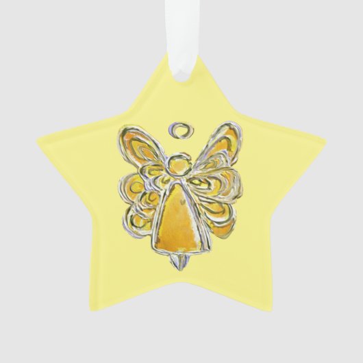 Gele Guardian Engel Kerstmis Ornament Hanger (voorkant)