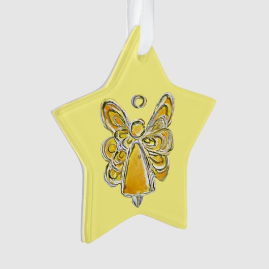 Gele Guardian Engel Kerstmis Ornament Hanger (voorkant)