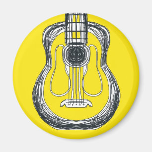 Gele Guitar Monster Face Magnet