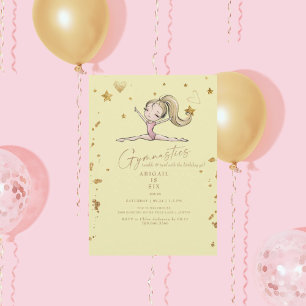 Gele Gymnastiek Tumble & Twirl Verjaardagsfeest Kaart