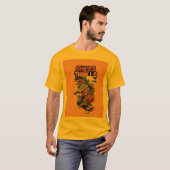 Gele half mouw T-shirt met Wolf ontwerp  (Voorkant volledig)