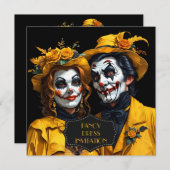 Gele Halloween make-up karikatuur paar Kaart (Voorkant / Achterkant)