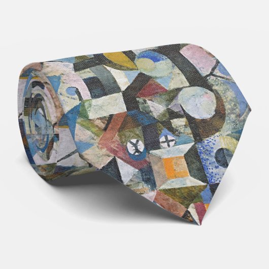 Gele Halve Maan - Abstracte Fijne Kunst Stropdas (Opgerold)