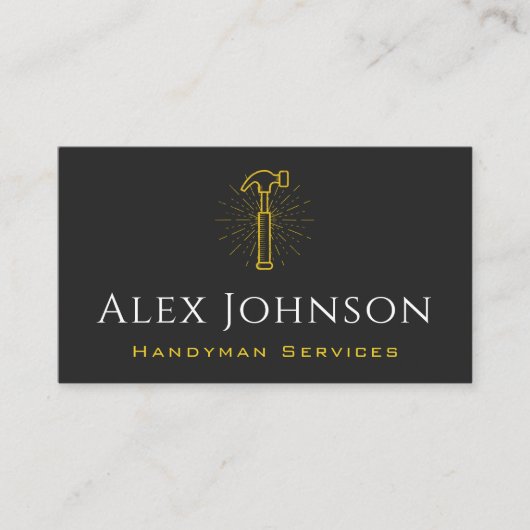 Gele Hamer Handyman Tool Home Remodeling Repair Visitekaartje (Voorkant)