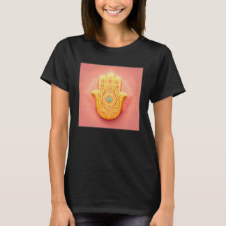 Gele Hamsa Hand Illustratie Pastel Kleur Vrouwen T-shirt