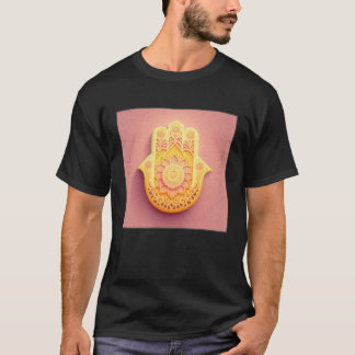 Gele Hamsa Hand Illustratie Pastel Kleur Vrouwen T-shirt