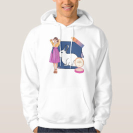 Gele Hanbok Dame en Witte Konijn Hoodie