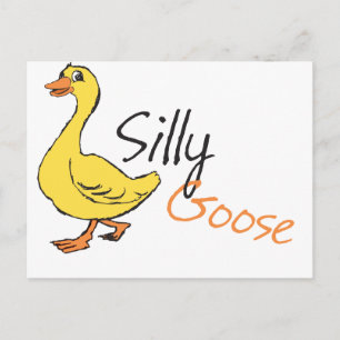 Gele hand Drawn Gekke Goose Baby Cartoon Briefkaart