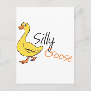 Gele hand Drawn Gekke Goose Baby Cartoon Briefkaart