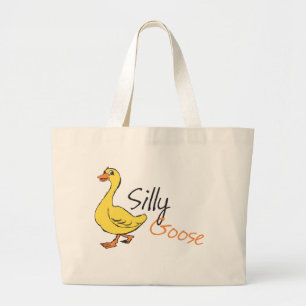 Gele hand Drawn Gekke Goose Baby Cartoon Grote Tote Bag