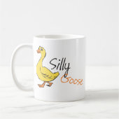 Gele hand Drawn Gekke Goose Baby Cartoon Koffiemok (Links)