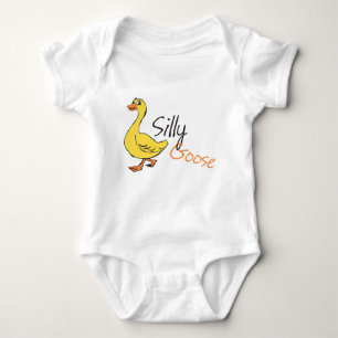 Gele hand Drawn Gekke Goose Baby Cartoon Romper