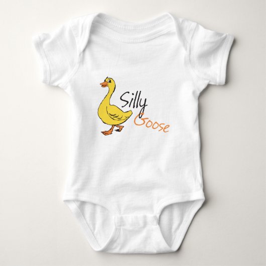 Gele hand Drawn Gekke Goose Baby Cartoon Romper (Voorkant)