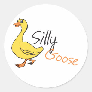 Gele hand Drawn Gekke Goose Baby Cartoon Ronde Sticker