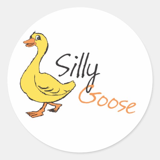 Gele hand Drawn Gekke Goose Baby Cartoon Ronde Sticker (Voorkant)