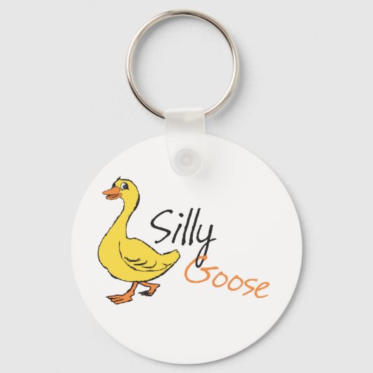 Gele hand Drawn Gekke Goose Baby Cartoon Sleutelhanger (Voorkant)